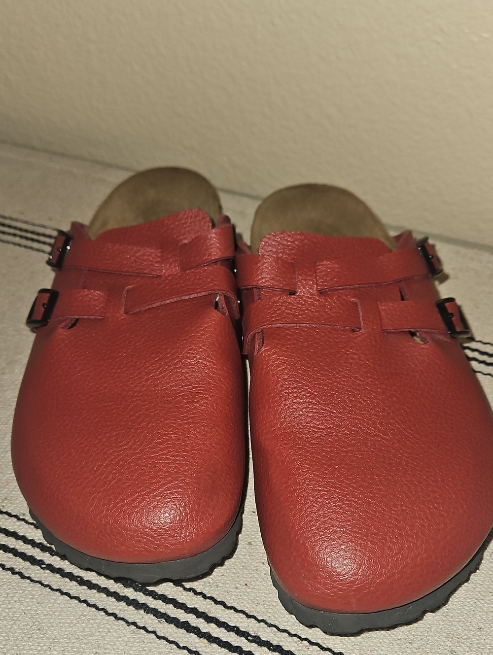 Birkenstock Women's Red Leather Boston Clogs
